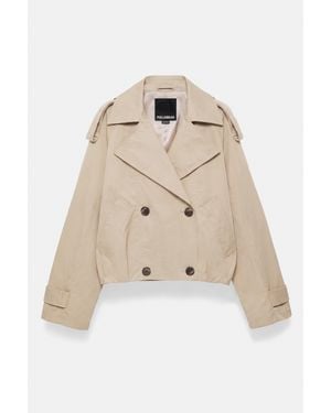 Pull&Bear Korte Ballon-Gabardine - Naturel