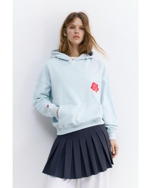 Pull&Bear Capuchonsweater Met Bloemenprint - Wit