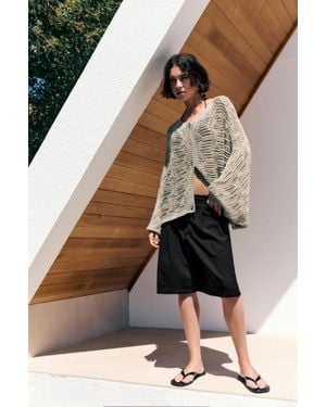 Pull&Bear Nette Tailoring Bermuda Met Bandplooi - Zwart