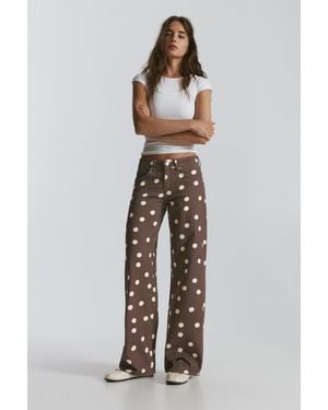 Pull&Bear Bruine Jeans Met Stippen