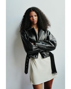 Pull&Bear Bikerjack Met Leereffect - Zwart