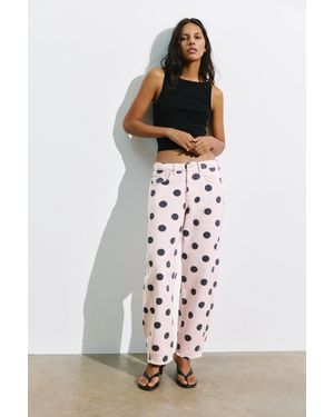 Pull&Bear Jean Barrel À Pois - Blanc