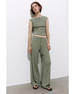 Pull&Bear Wide Leg Mousseline Broek - Groen