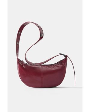 Pull&Bear Halvemaan Schoudertas Met Studs - Roze