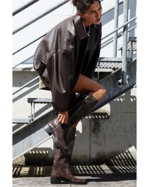 Pull&Bear Ballonjack Met Leereffect - Zwart