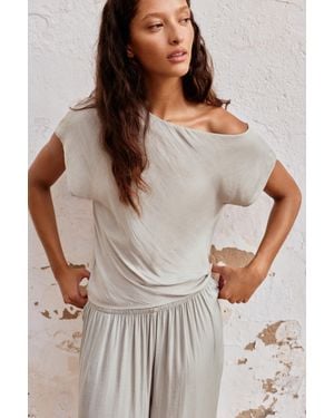 Pull&Bear Top Asimmetrico Satinato - Grigio