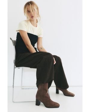 Pull&Bear Bottines À Talon En Cuir - Noir