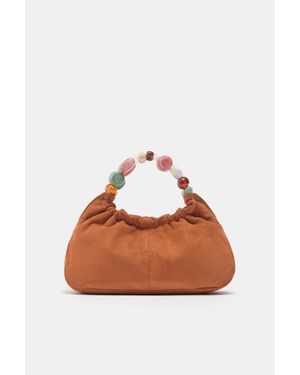 Pull&Bear Handtas Met Kralen - Bruin
