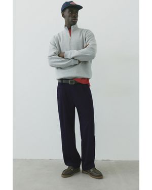 Pull&Bear Pantaloni Tailored Fit A Gamba Larga - Blu