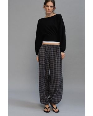 Pull&Bear Pantalon Bouffant À Carreaux - Gris