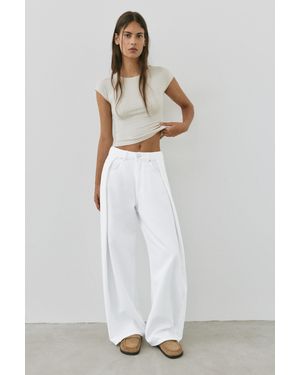 Pull&Bear Jeans Baggy A Palloncino Con Pieghe - Bianco