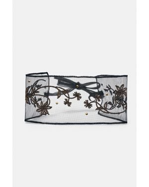 Pull&Bear Geborduurde Tule Choker - Zwart