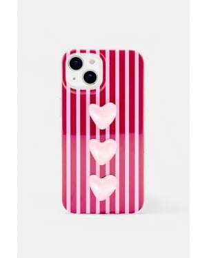 Pull&Bear Coque Iphone Rayures Cœurs - Rose