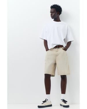 Pull&Bear Baggy Relax Fit Denim Bermuda - Wit