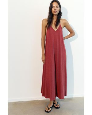 Pull&Bear Midi-Jurk Met Bandjes Op De Rug - Rood