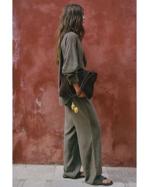 Pull&Bear Shopper Met Macramé En Bedeltje - Bruin