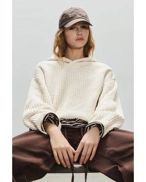 Pull&Bear Pull Chenille Capuche - Neutre