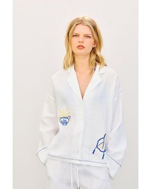 Pull&Bear Camicia La Toja 100% Lino - Bianco