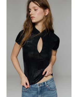 Pull&Bear Top Découpé Col Officier - Noir