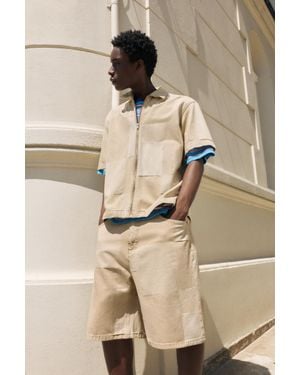 Pull&Bear Jacquard Denim Bermuda - Naturel