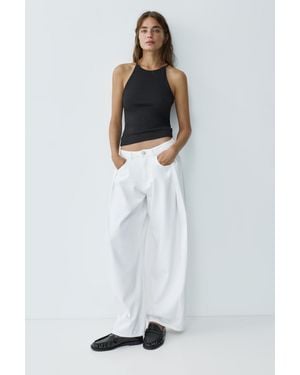 Pull&Bear Geplooide Slingback-Instappers - Wit