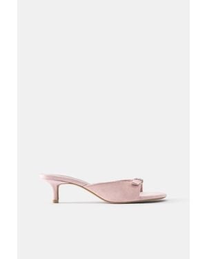 Pull&Bear Sandales À Talon Boucle En Cuir - Rose