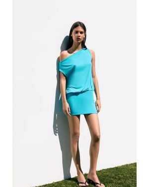 Pull&Bear Korte Asymmetrische Jurk - Blauw