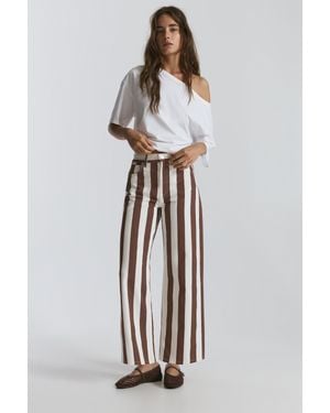 Pull&Bear Pantalon Droit À Rayures - Blanc