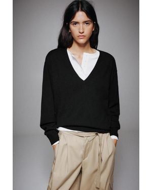 Pull&Bear Basic Trui Met V-Hals - Grijs