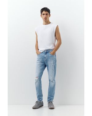 Pull&Bear Jeans Slim Strappati - Blu
