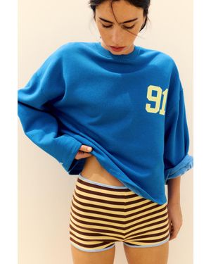 Pull&Bear Sweat-Shirt Relaxed Fit Imprimé 91 - Bleu