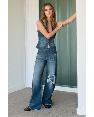 Pull&Bear Jean Baggy Déchiré - Bleu