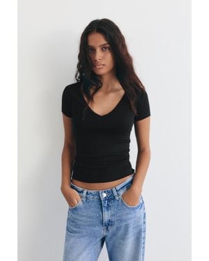 Pull&Bear Lot De T-Shirts Col En V - Bleu