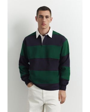 Pull&Bear Polo A Maniche Lunghe A Righe - Verde