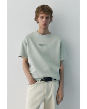 Pull&Bear Felpa A Maniche Corte Con Grafica - Verde
