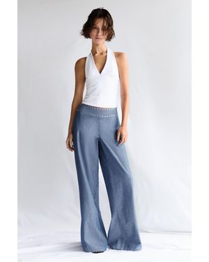 Pull&Bear Jeans Gamba Larga Borchie - Blu