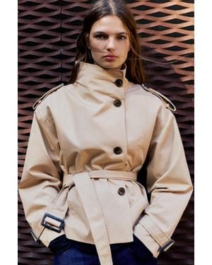 Pull&Bear Trench Corto Con Cintura - Neutro