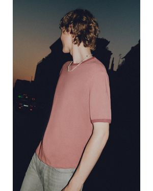 Pull&Bear Maglietta Con Coste A Contrasto - Blu