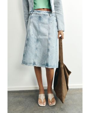 Pull&Bear Jupe Midi Œillets - Noir
