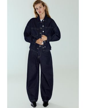 Pull&Bear Jeans Met Pofmouw En Riemlus - Blauw
