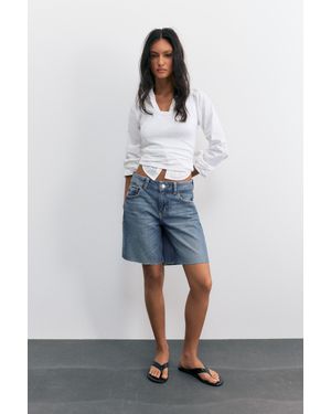 Pull&Bear Denim Short Met Lage Taille - Grijs