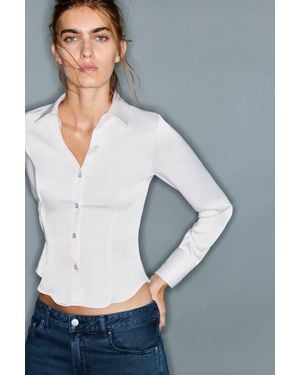 Pull&Bear Camicia Satinato Aderente - Grigio