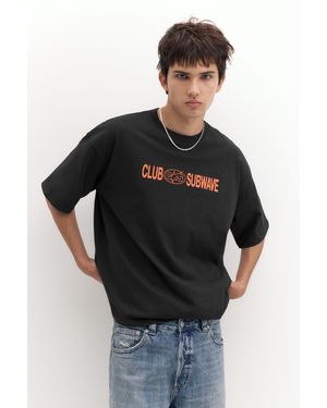 Pull&Bear T-Shirt Stwd Imprimé Subwave - Noir
