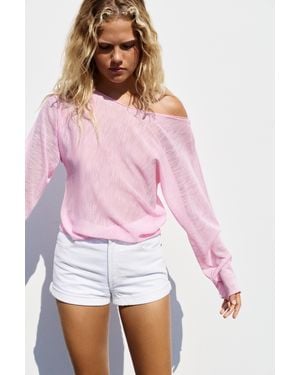 Pull&Bear Asymmetrische Fijngebreide Trui - Roze