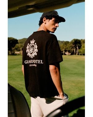 Pull&Bear Sweater Met Korte Mouw Grand Hotel - Zwart