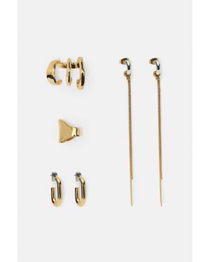 Pull&Bear Confezione 6 Paia Orecchini Ear Cuff Con Catena - Bianco