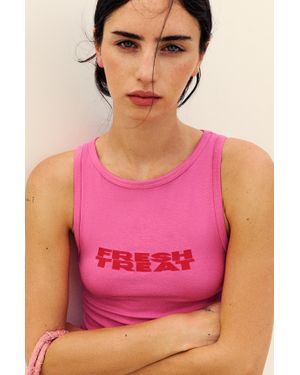 Pull&Bear Tanktop Met Print - Roze