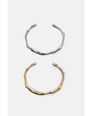 Pull&Bear Pack Van 2 Metallic Armbanden - Wit