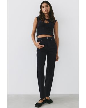 Pull&Bear Jean Slim Taille Haute - Noir