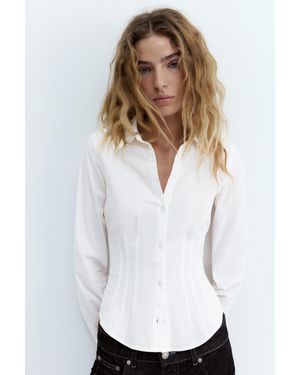 Pull&Bear Chemise Popeline Ajustée À Pinces - Blanc